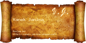 Vanek Janina névjegykártya